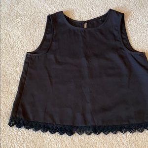 Black open back tank top